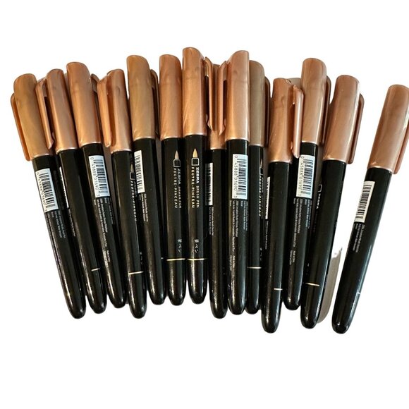 Lot 14 Zebra Metallic Brush Marker Pens Bronze Flexible Tip - Picture 1 of 2